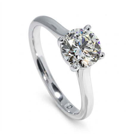 14K White Gold Solitaire Ring : 1.00 ct Diamond