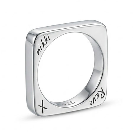 Sterling silver 925 unisex bold square silhouette Ring