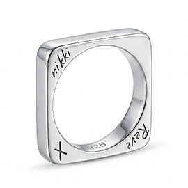 Sterling silver 925 unisex bold square silhouette Ring