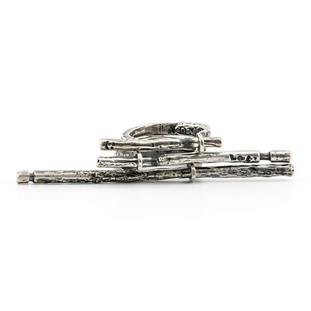 Sterling Silver 925 Unisex Set of 3 Bamboo rings