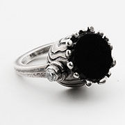 Sterling Silver Unisex Onyx & Zircon Ring