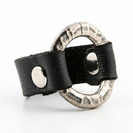 Sterling Silver 925 & Leather Unisex Ring