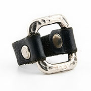 Square Sterling Silver & Leather Ring