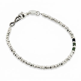 Sterling Silver 925 & small green coral Unisex Bracelet