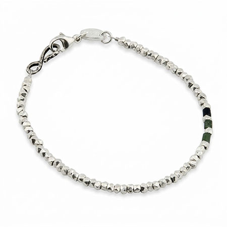 Sterling Silver 925 & small green coral Unisex Bracelet