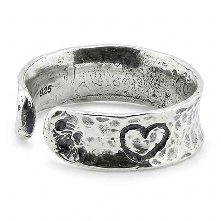 Sterling Silver 925 Unisex Texture(Heart) Ring