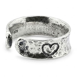 Sterling Silver 925 Unisex Texture(Heart) Ring