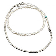 Sterling Silver Unisex Pearl & Turquoise Necklace