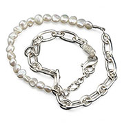 Sterling Silver Unisex Pearl Necklace