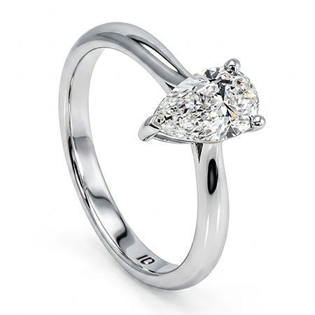 14K White Gold Solitaire Ring : 1.00 ct Lab Grown Diamond