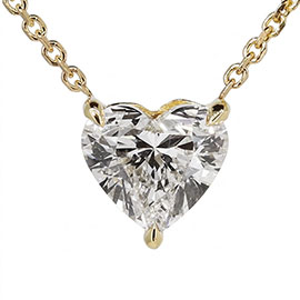 14K Yellow Gold Solitaire Pendant : 1.50 cttw Lab Grown Diamond
