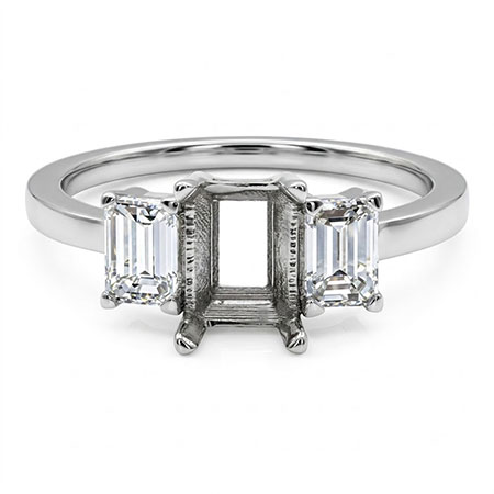 Platinum Three Stone Setting : 0.70 cttw Diamonds