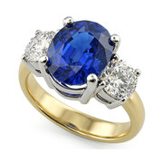 18K Two Tone 6.90cttw Sapphire & Diamond Ring