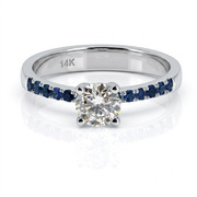 14K White Gold 0.62cttw Diamond & Sapphire Ring