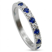 14K White Gold 0.50cttw Diamond & Sapphire Band
