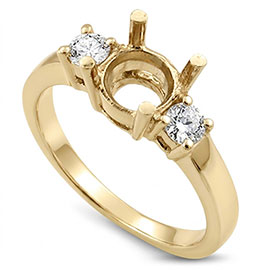 18K Yellow Gold Three Stone Setting : 0.20 cttw Diamonds