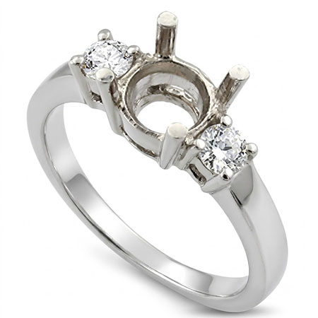 18K White Gold Three Stone Setting : 0.20 cttw Diamonds