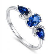 14K White Gold 1.20cttw Sapphire & Diamond Ring