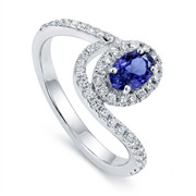14K White Gold 0.97cttw Sapphire & Diamond Ring
