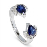 14K White Gold 0.85cttw Sapphire & Diamond Toi et Moi Ring