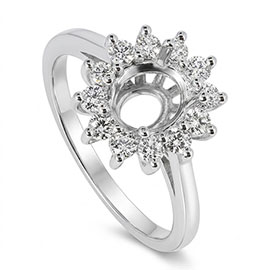 18K White Gold  Setting : 0.42 cttw Diamonds