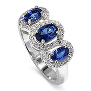 14K White Gold 1.50cttw Sapphire & Diamond Ring