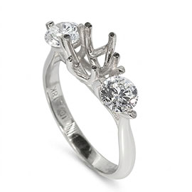 18K White Gold Three Stone Setting : 1.00 cttw Diamonds