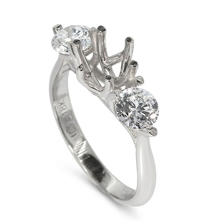 18K White Gold Three Stone Setting : 1.00 cttw Diamonds