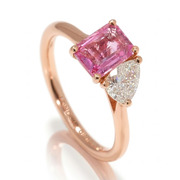 14K Rose Gold 1.50cttw Pink Sapphire & Diamond Toi et Moi Ring