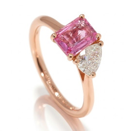 14K Rose Gold Multi Stone Toi et Moi Ring : 1.50 cttw Pink Sapphire & Diamond