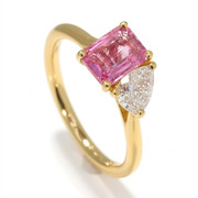 14K Yellow Gold 1.50cttw Pink Sapphire & Diamond Toi et Moi Ring