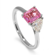 14K White Gold 1.50cttw Pink Sapphire & Diamond Toi et Moi Ring
