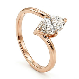 14K Rose Gold Solitaire Ring : 1.00 ct Lab Grown Diamond