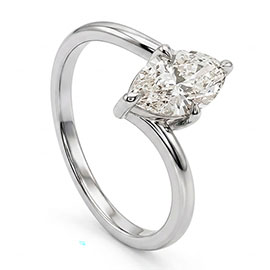 14K White Gold Solitaire Ring : 1.00 ct Lab Grown Diamond