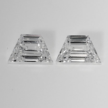 0.72 cttw Pair of Trapezoid Step Cut Natural Diamonds : E / VS2