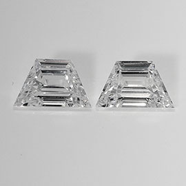 0.72 cttw Pair of Trapezoid Step Cut Natural Diamonds : E / VS2