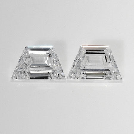 0.81 cttw Pair of Trapezoid Step Cut Natural Diamonds : E / VS1