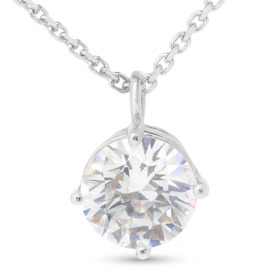 14K White Gold Solitaire Pendant : 1.00 cttw Lab Grown Diamond