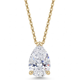 14K Yellow Gold Solitaire Pendant : 1.50 cttw Lab Grown Diamond