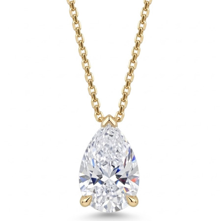 14K Yellow Gold Solitaire Pendant : 1.50 cttw Lab Grown Diamond