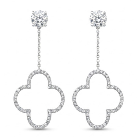 14K White Gold Drop Earrings : 2.20 cttw Diamonds