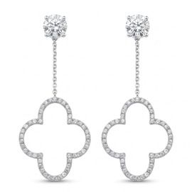 14K White Gold Drop Earrings : 2.20 cttw Diamonds