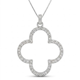 14K White Gold Drop Pendant : 0.42 cttw Diamonds