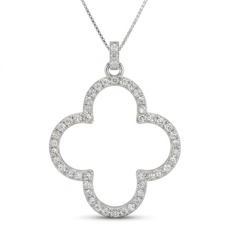 14K White Gold Drop Pendant : 0.42 cttw Diamonds