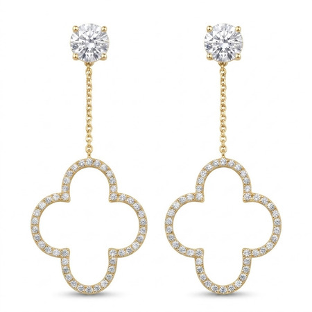 14K Yellow Gold Drop Earrings : 2.20 cttw Diamonds