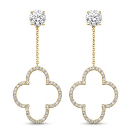 14K Yellow Gold Drop Earrings : 2.20 cttw Diamonds