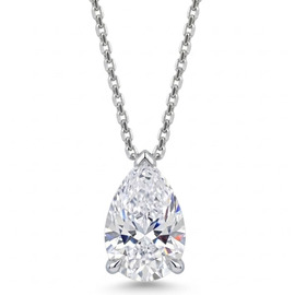 14K White Gold Solitaire Pendant : 1.50 cttw Lab Grown Diamond
