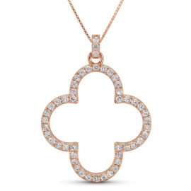 14K Rose Gold Drop Pendant : 0.42 cttw Diamonds