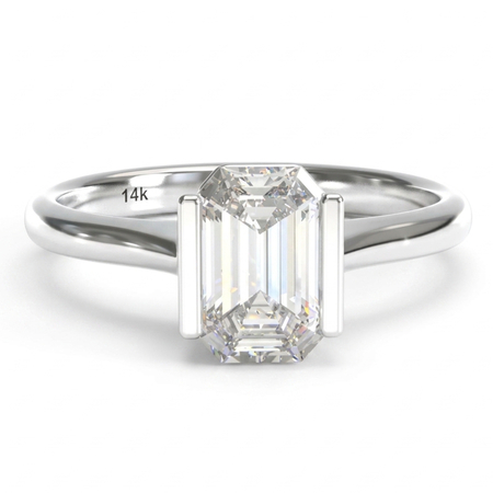 14K White Gold Solitaire Ring : 1.00 ct Lab Grown Diamond
