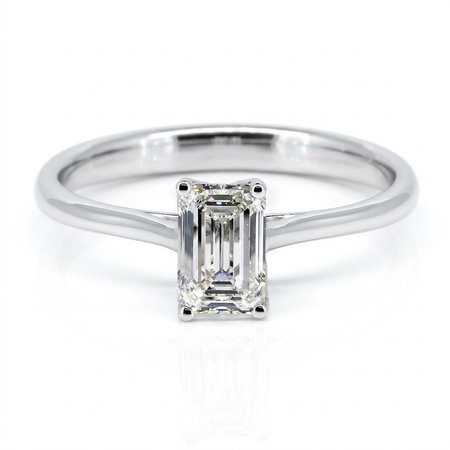 14K White Gold Solitaire Ring : 1.00 ct Lab Grown Diamond